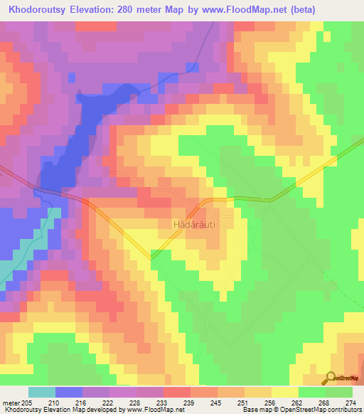 Khodoroutsy,Moldova Elevation Map