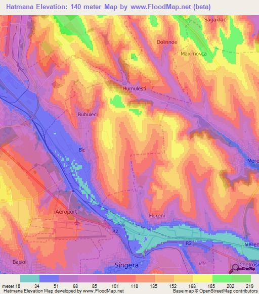 Hatmana,Moldova Elevation Map