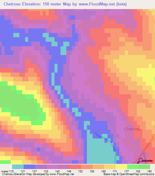 Chetrosu,Moldova Elevation Map