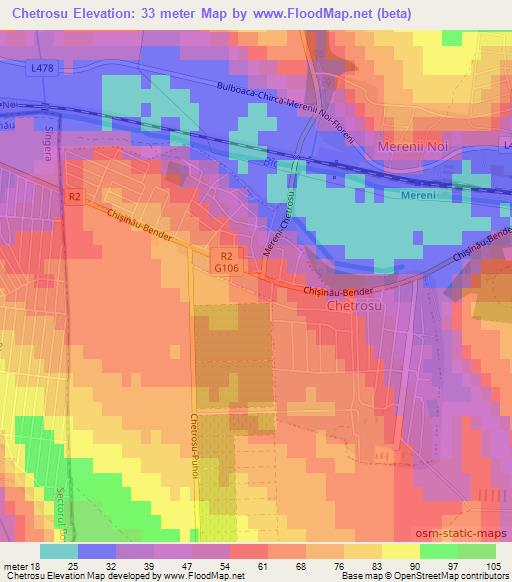 Chetrosu,Moldova Elevation Map