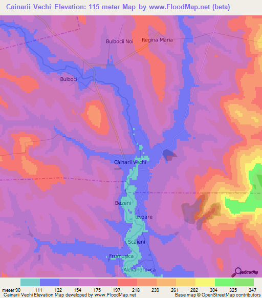 Cainarii Vechi,Moldova Elevation Map