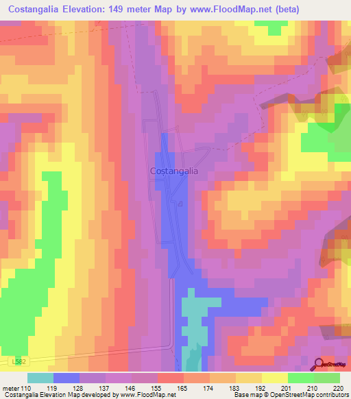 Costangalia,Moldova Elevation Map