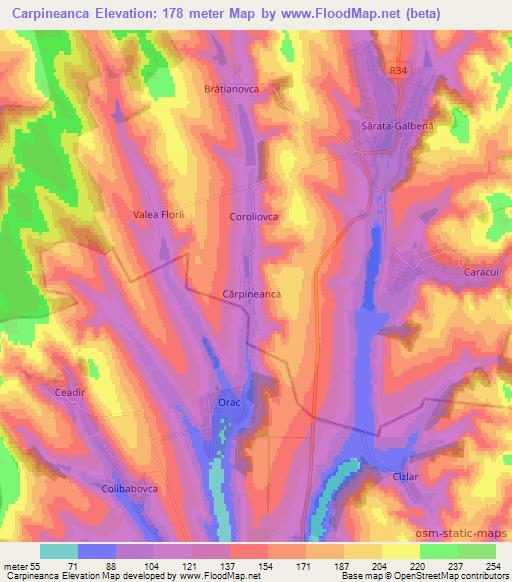 Carpineanca,Moldova Elevation Map