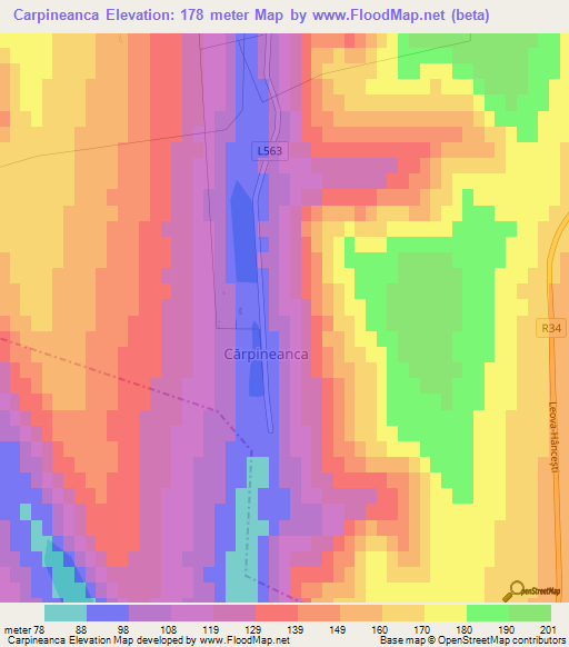 Carpineanca,Moldova Elevation Map