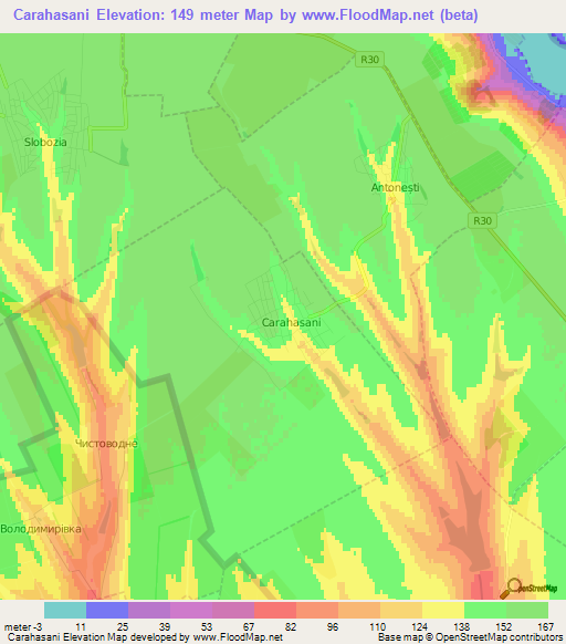 Carahasani,Moldova Elevation Map