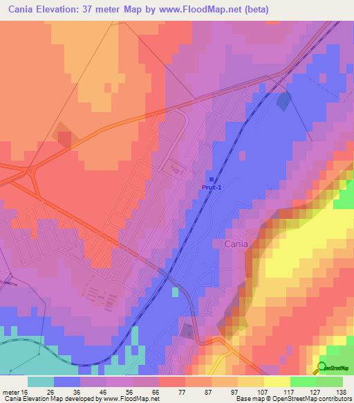 Cania,Moldova Elevation Map