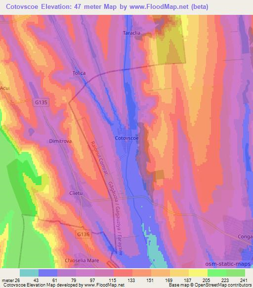 Cotovscoe,Moldova Elevation Map