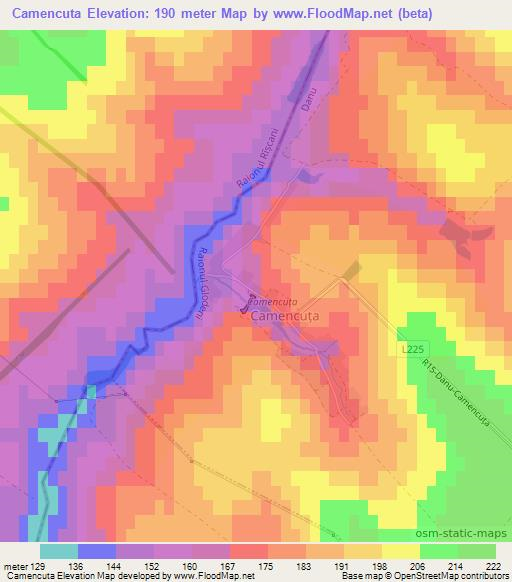 Camencuta,Moldova Elevation Map