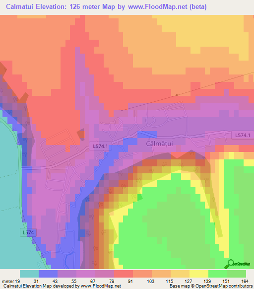 Calmatui,Moldova Elevation Map