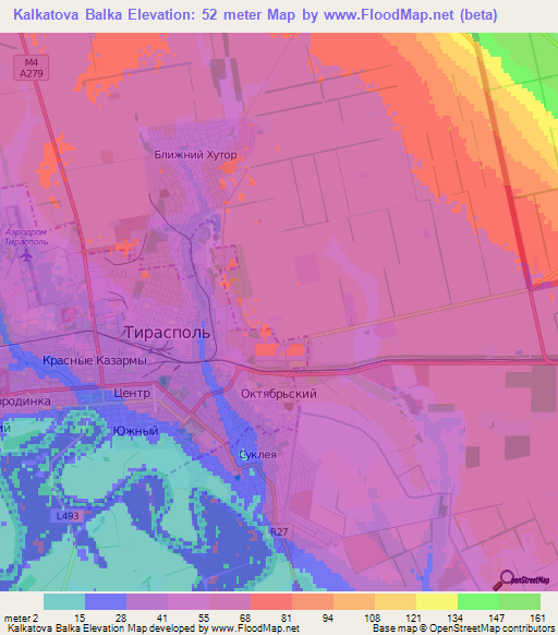 Kalkatova Balka,Moldova Elevation Map