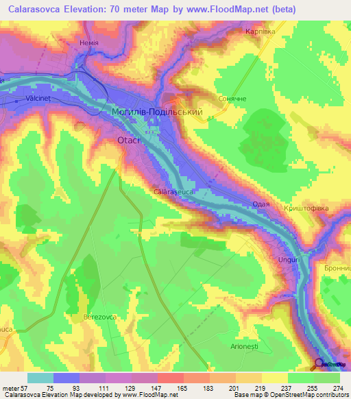 Calarasovca,Moldova Elevation Map