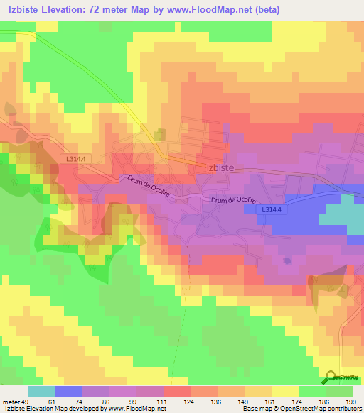 Izbiste,Moldova Elevation Map