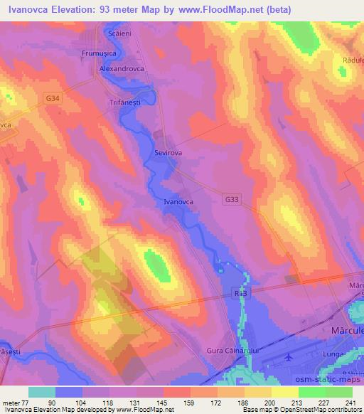 Ivanovca,Moldova Elevation Map