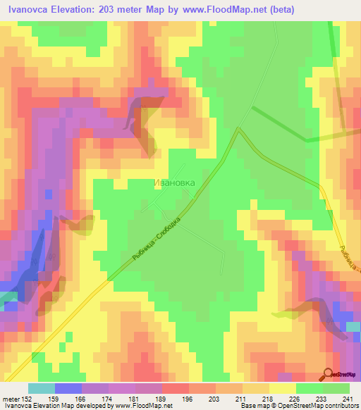 Ivanovca,Moldova Elevation Map