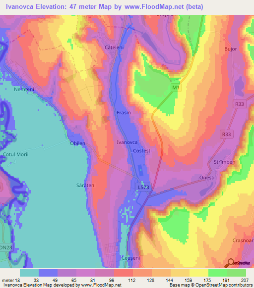 Ivanovca,Moldova Elevation Map