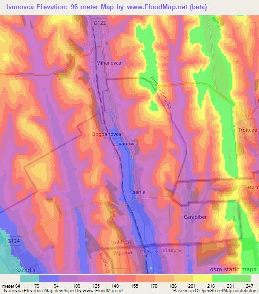 Ivanovca,Moldova Elevation Map