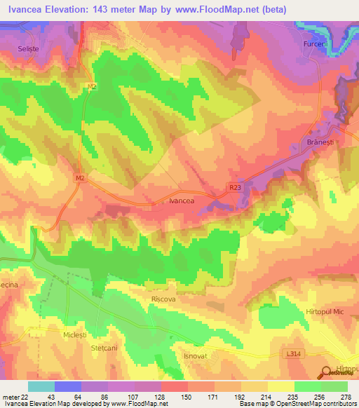 Ivancea,Moldova Elevation Map