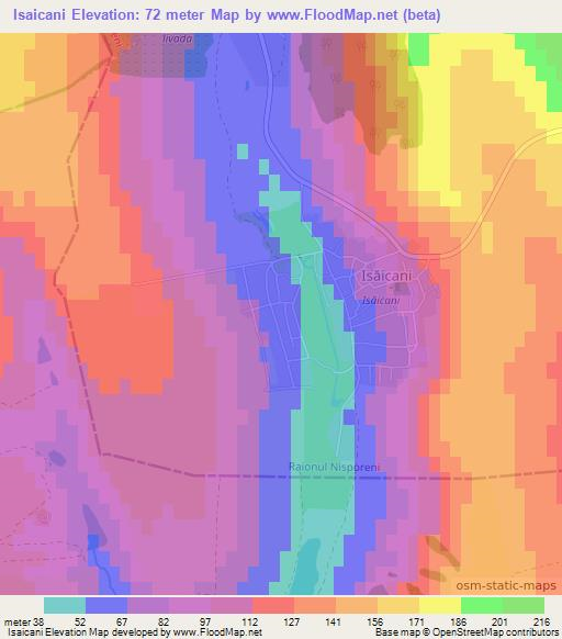 Isaicani,Moldova Elevation Map