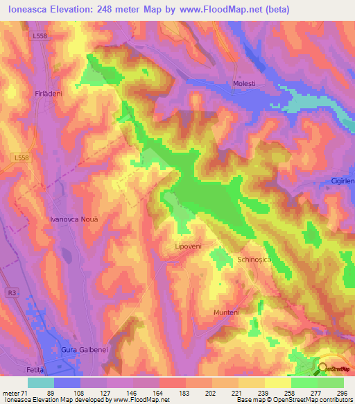 Ioneasca,Moldova Elevation Map