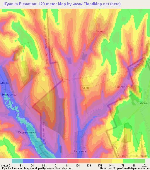 Il'yanka,Moldova Elevation Map