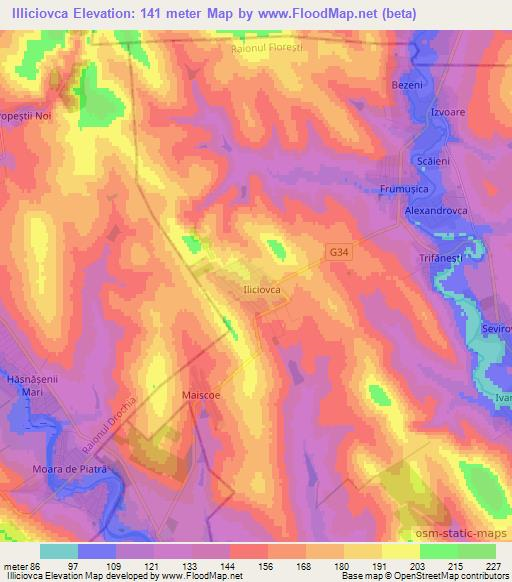 Illiciovca,Moldova Elevation Map