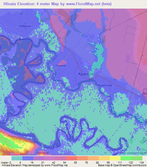 Hlinaia,Moldova Elevation Map