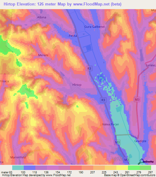 Hirtop,Moldova Elevation Map