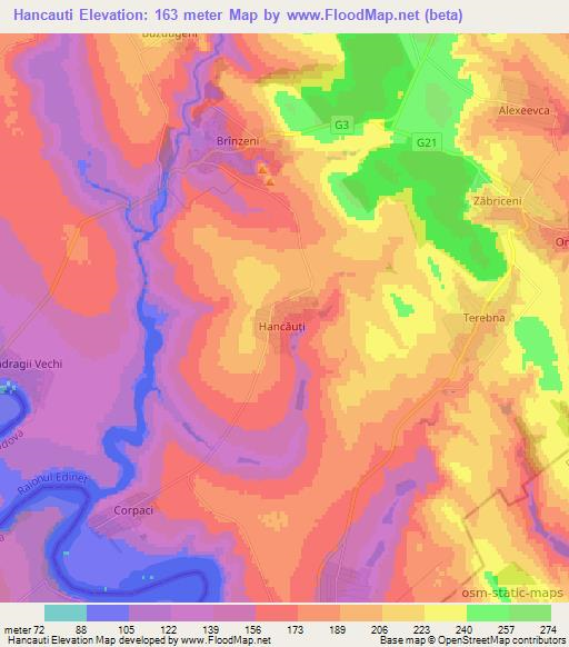 Hancauti,Moldova Elevation Map