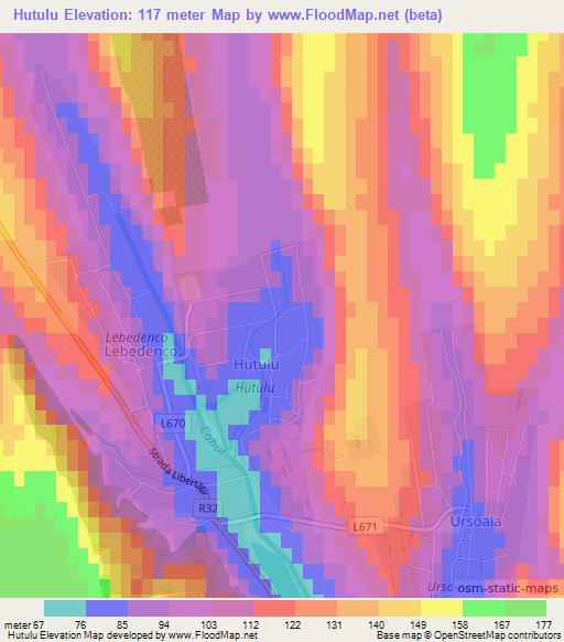 Hutulu,Moldova Elevation Map