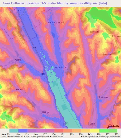 Gura Galbenei,Moldova Elevation Map