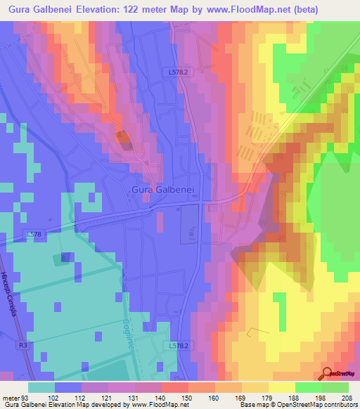 Gura Galbenei,Moldova Elevation Map