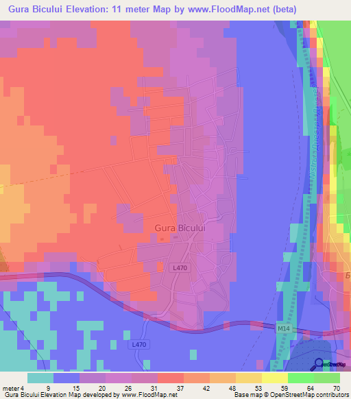 Gura Bicului,Moldova Elevation Map