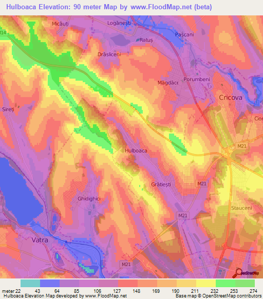 Hulboaca,Moldova Elevation Map