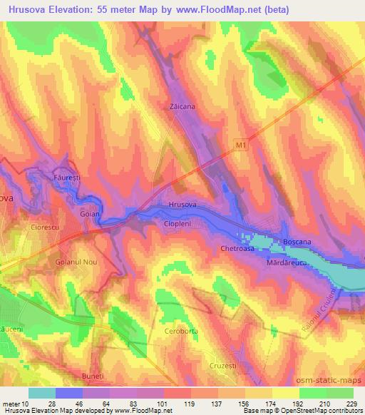 Hrusova,Moldova Elevation Map