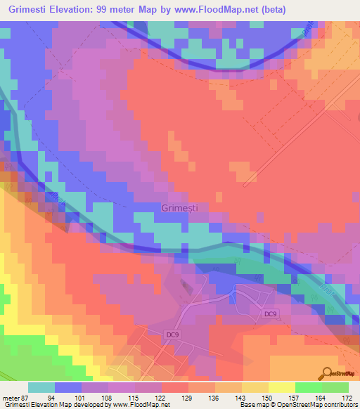 Grimesti,Moldova Elevation Map