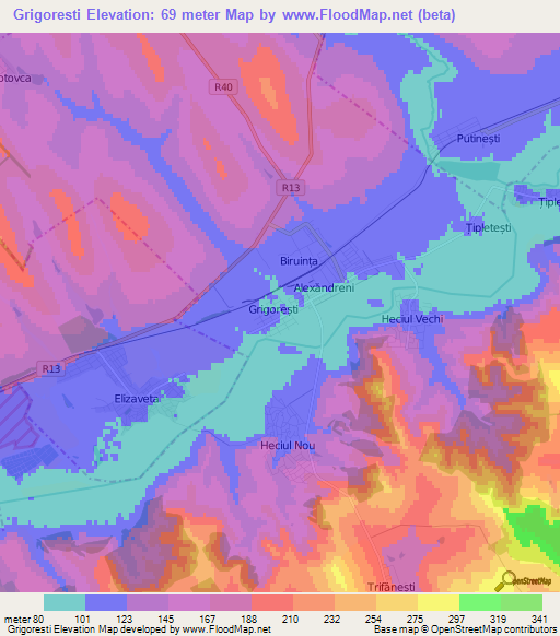 Grigoresti,Moldova Elevation Map