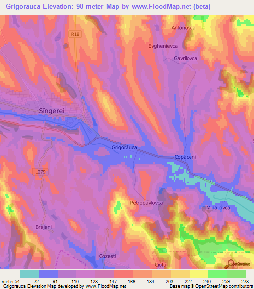 Grigorauca,Moldova Elevation Map