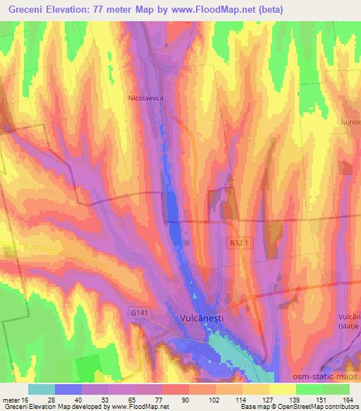 Greceni,Moldova Elevation Map