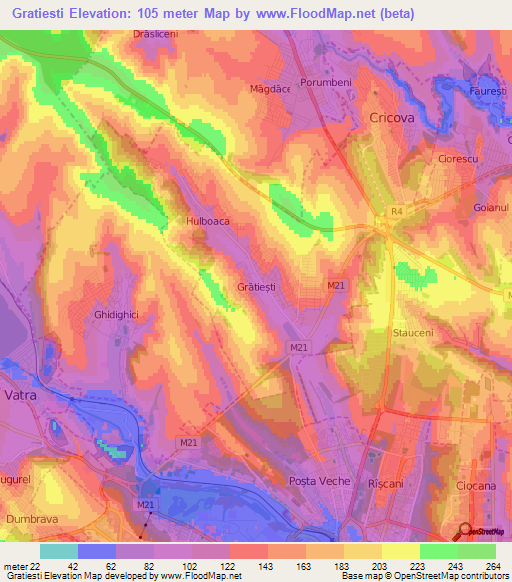 Gratiesti,Moldova Elevation Map