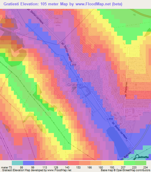 Gratiesti,Moldova Elevation Map