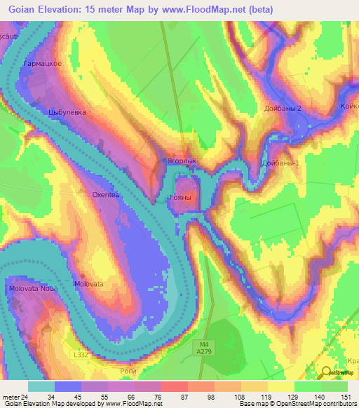 Goian,Moldova Elevation Map