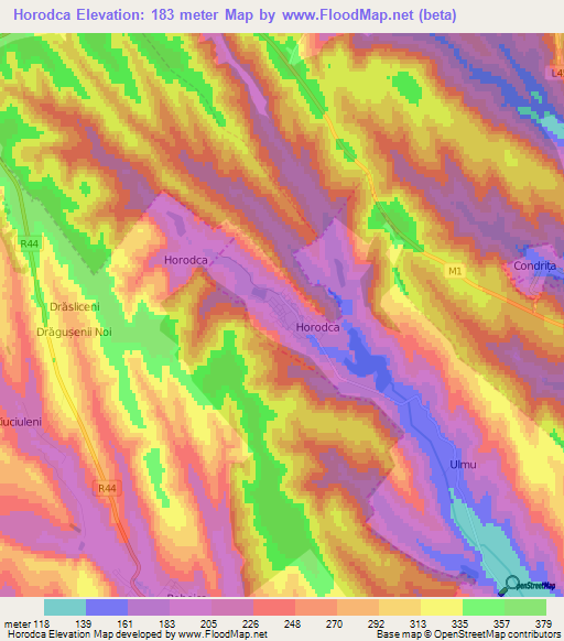 Horodca,Moldova Elevation Map