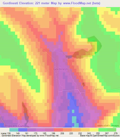 Gordinesti,Moldova Elevation Map