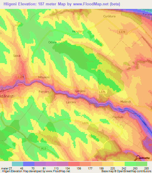 Hligeni,Moldova Elevation Map