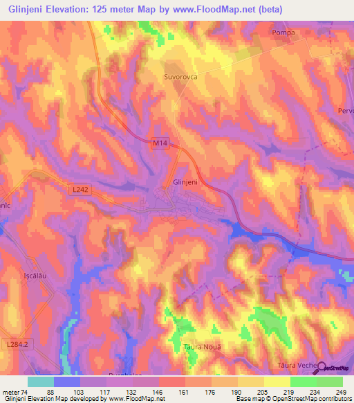 Glinjeni,Moldova Elevation Map