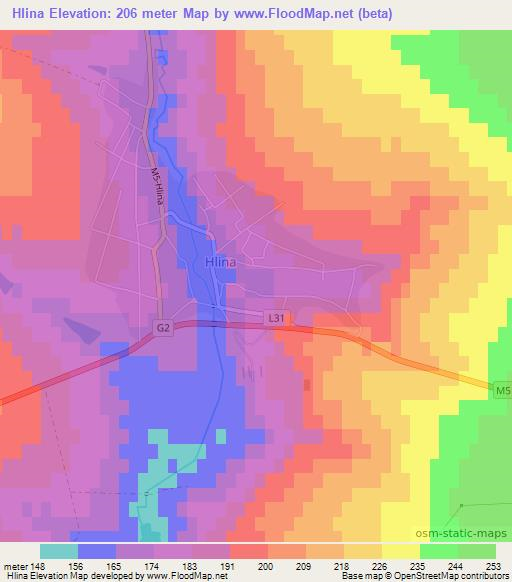 Hlina,Moldova Elevation Map