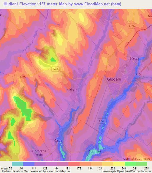 Hijdieni,Moldova Elevation Map