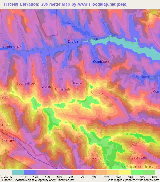 Hircesti,Moldova Elevation Map