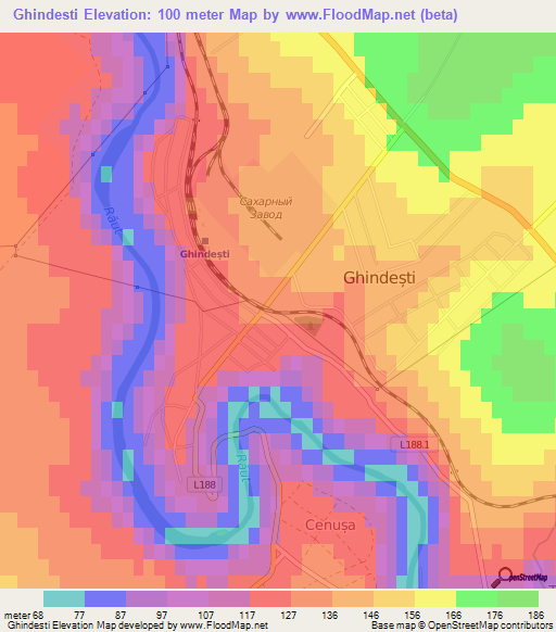 Ghindesti,Moldova Elevation Map