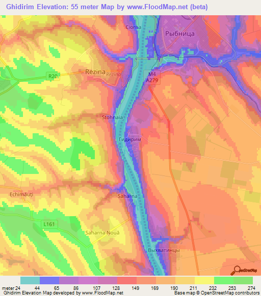 Ghidirim,Moldova Elevation Map